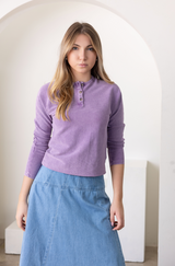 Lavender Button Ribbed Top