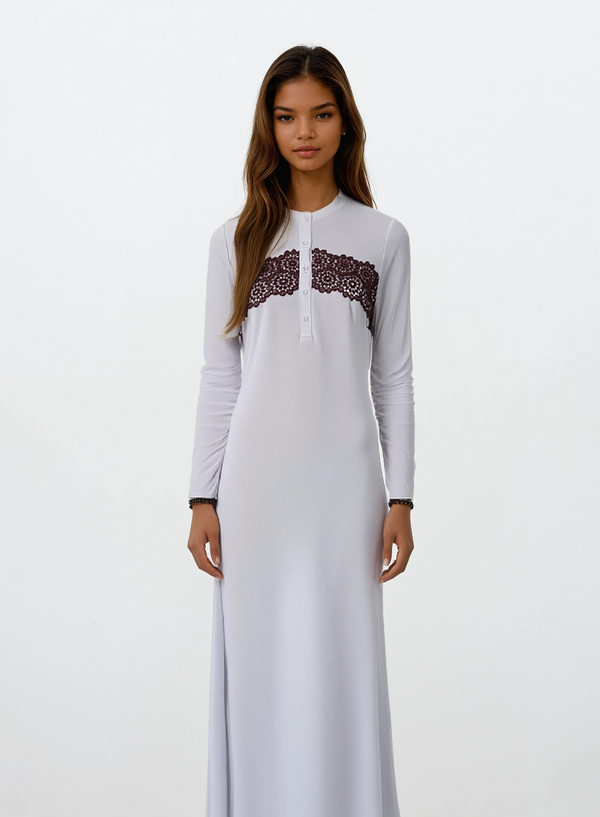 Mocha Lace Button Down Nightgown