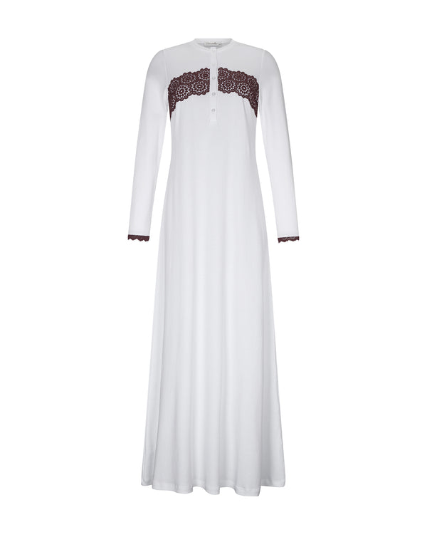 Mocha Lace Button Down Nightgown