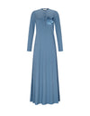 Button Front Nightgown with Satin Pocket and Logo Motif Light Blue