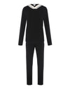 Lace Trimmed Vneck Pajamas Black Ivory