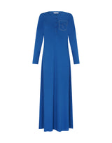 Button Front Nightgown with Pocket Motif Royal