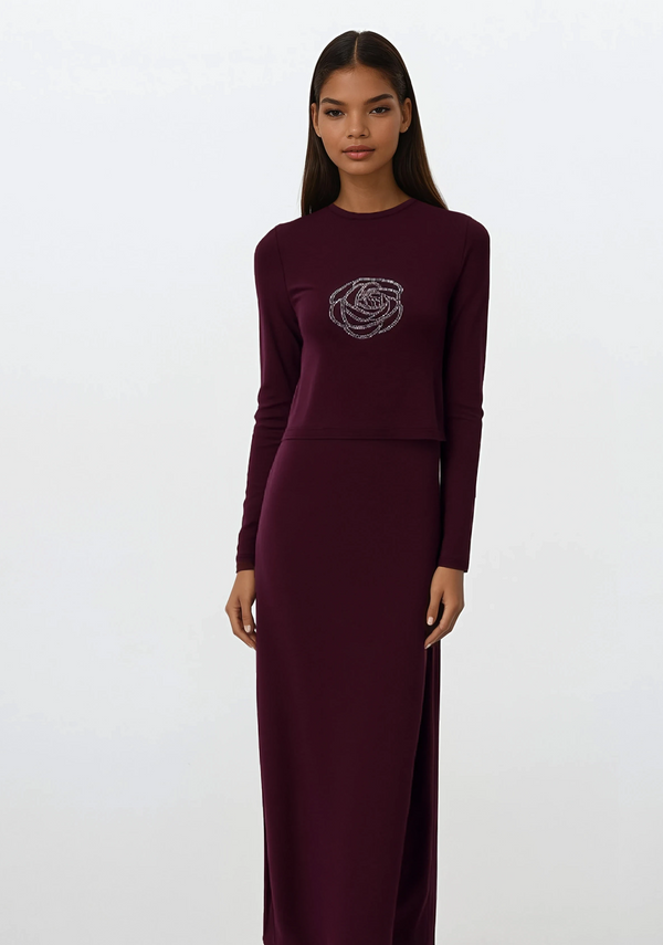 Dark Plum Rose Nursing Nightgown