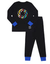Pima Cotton Artsy Spiral Kids Pajamas Legging Playwear Set Black
