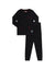 Pima Cotton Picot Trimmed Kids Pajamas Legging Playwear Set Black Red