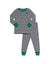 Striped Pima Cotton Kids Pajamas Legging Playwear Set With Scribble Patch Black Green