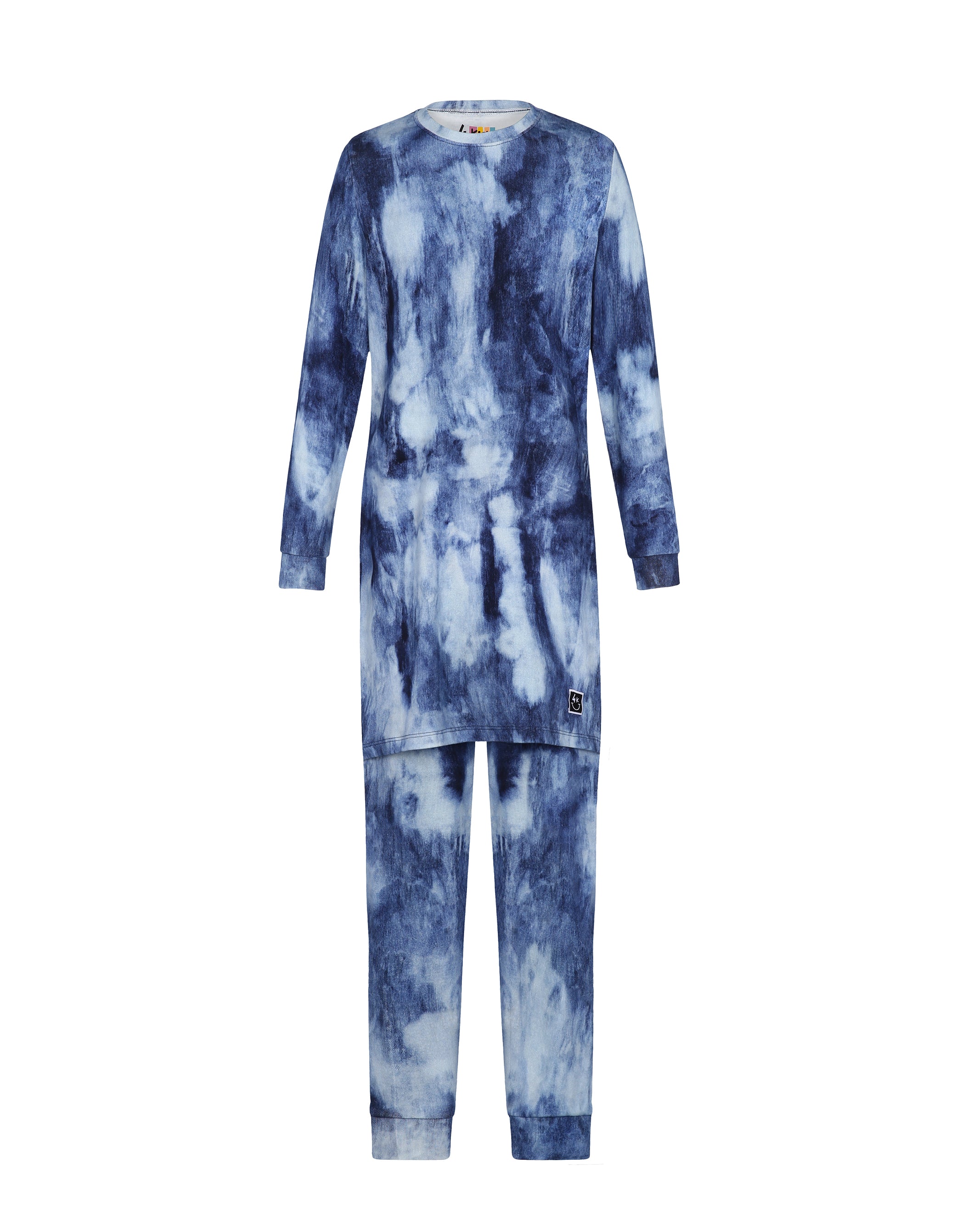 Pima Cotton Kids Tunic Pajamas Legging Set Denim Wash Blue