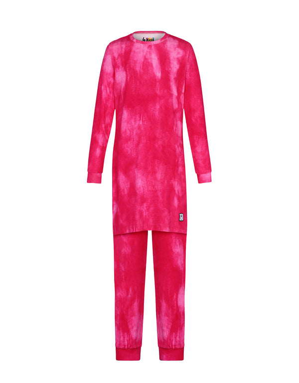 Pima Cotton Kids Tunic Pajamas Legging Set Denim Wash Pink