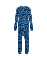 Pima Cotton Kids Tunic Pajamas Legging Set Flower Puffs Blue