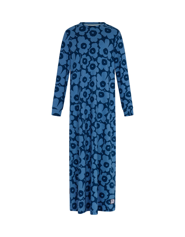 Pima Cotton Kids and Teen Nightgown Lounger Flower Puffs Blue