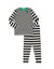 Pima Cotton Kids Pajamas Legging Playwear Set with Stitched Seams Multi Stripe Green
