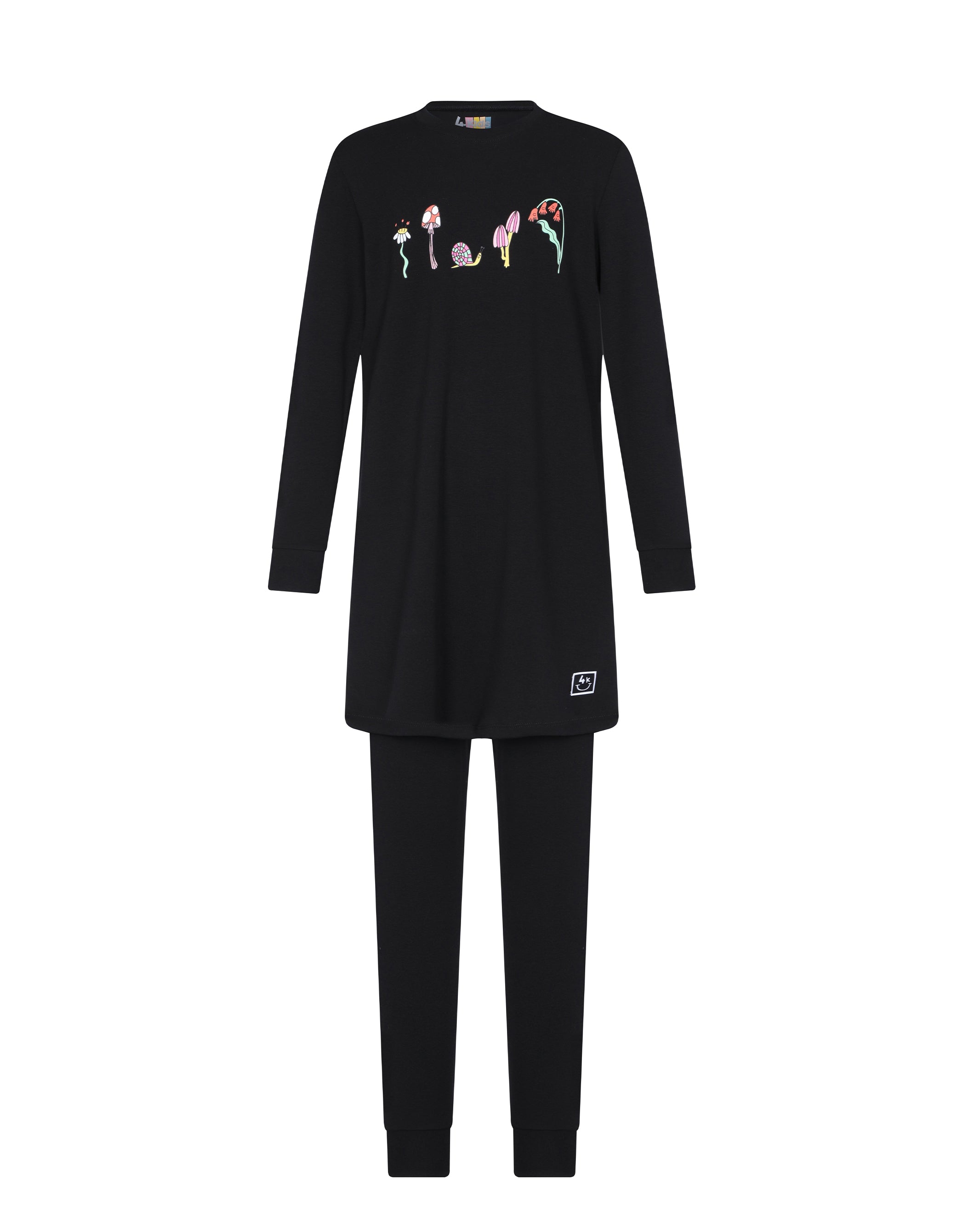 Pima Cotton Mini Mushroom Black Teen Tunic Set
