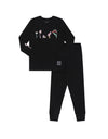 Pima Cotton Mini Mushroom Girl Pajama Set Black