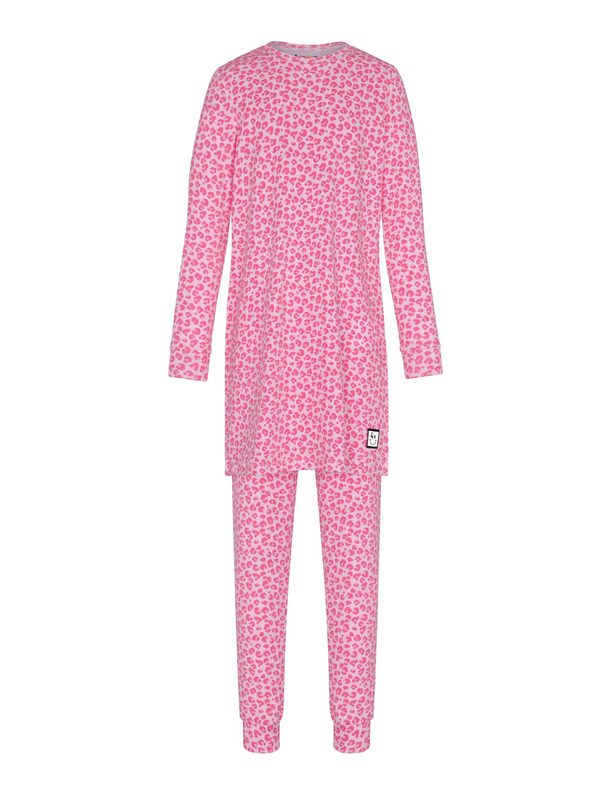 Kids Pima Cotton Pink Leopard Tunic Set