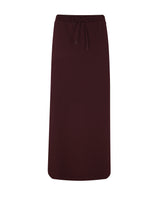Burgundy maxi skirt with drawstring bow and wide waistband