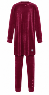 Deep Fuchsia Velvet Bow Tunic Set