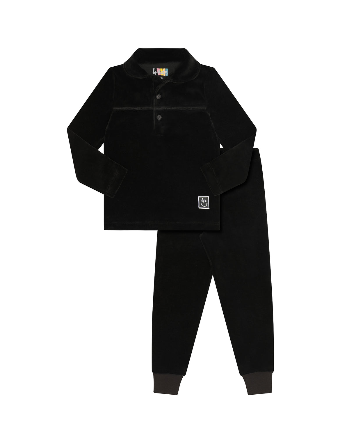 Black Velvet Polo 2-Piece Pajama Set