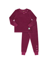 Deep Fuchsia Velvet Bow 2-Piece Boys Pajama Set