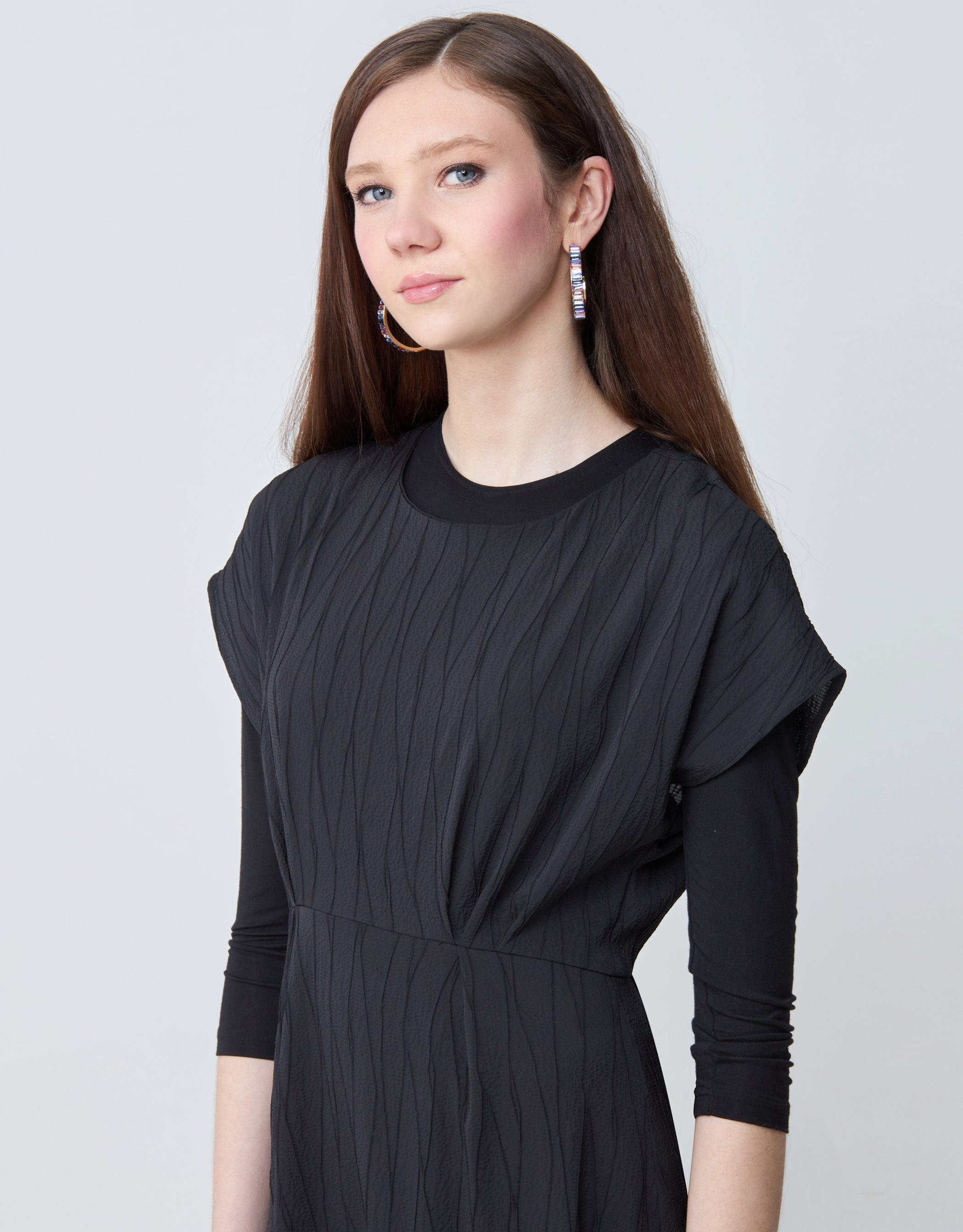Vertical Textured Empire Sleeveless Lined Maxi Dress Shabbos Robe