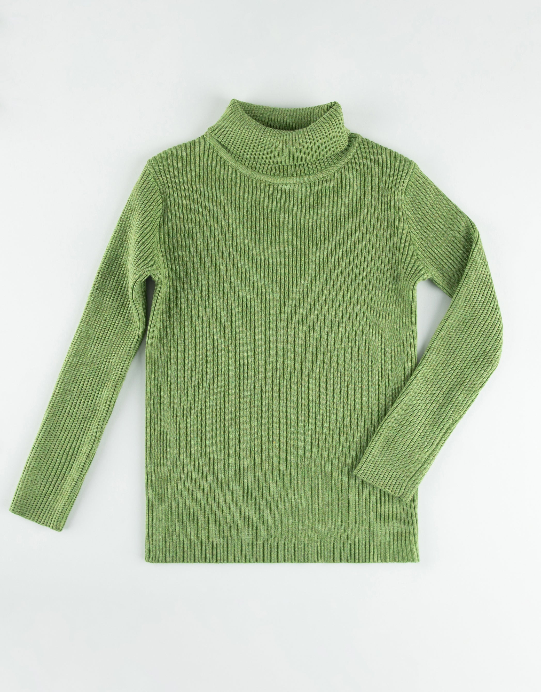 Kids Rib Knit Turtle Neck Sweater Green Heather