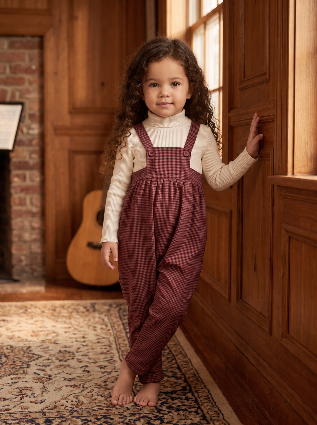 Burgundy Tweed Suspender Romper