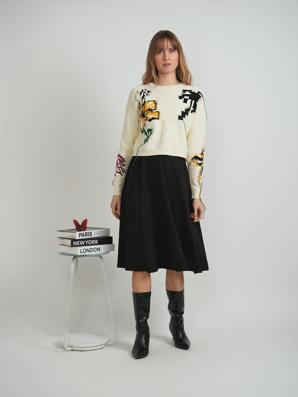 Dot - Cropped Floral Sweater