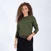 Olive Long Sleeve Top With Contrast Trim Detailing