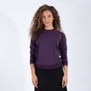 Dark Purple Long Sleeve Top With Subtle Print Shoulder Detail