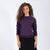 Dark Purple Long Sleeve Top With Subtle Print Shoulder Detail