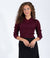 Wine Ribbed Sweater With Classic V Neckline