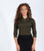 Olive Ribbed Sweater With Classic V Neckline