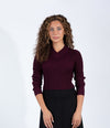 Plum Ribbed Sweater With Classic V Neckline