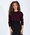 Plum Cropped Sweater With Classic Long Sleeves