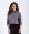 Washed Purple Cropped Polo Top With Button Front Detail