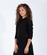 Black Long Sleeve Sweatshirt With Classic Crew Neck Design