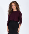 Plum Cropped Sweater With Classic Long Sleeves