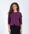 Med Purple Button Front Cardigan With Front Pockets