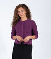 Med Purple Button Front Cardigan With Front Pockets