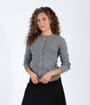 Heather Grey Ribbed Cardigan With Speckled Dot Detail And Classic Button Front Design