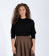 Black Cropped Sweater With Classic Ribbed Detailing