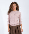 Pink Heather Ribbed Cardigan With Speckled Dot Detail And Classic Button Front Design