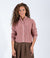 Heather Salmon Ribbed Cardigan With Statement Buttons And High Neckline