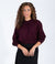 Plum Cropped Knit Sweater With Long Sleeves And Relaxed Fit