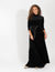 Black Velvet Long Sleeve Maxi Dress With High Neck