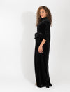 Black Velvet Long Sleeve Maxi Dress With High Neck