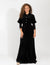 Black Velour Maxi Robe With Shiny Buttons