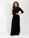 Women's Black Velour Maxi Robe