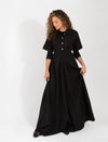 Black Ponte Maxi Robe With Shiny Button