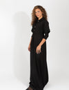 Black Ponte Maxi Robe With Shiny Button