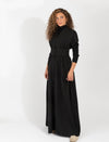 Black Maxi Robe With Buttons And Waistband